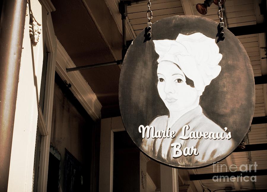 New Orleans Bar Sign - Sepia Photograph by Carol Groenen