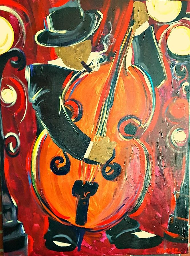 New Orleans Bass Player Painting by Kerin Beard