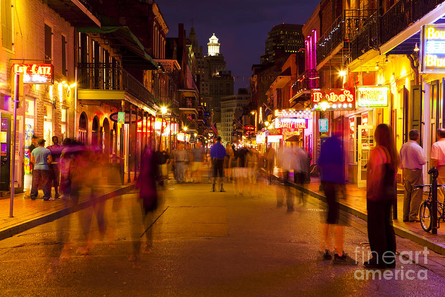New Orleans, Bourbon Street at Night Photograph by Bryan Mullennix
