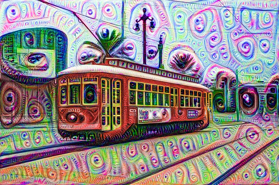 New Orleans - Canal Street Trolley Painting by Bill Cannon