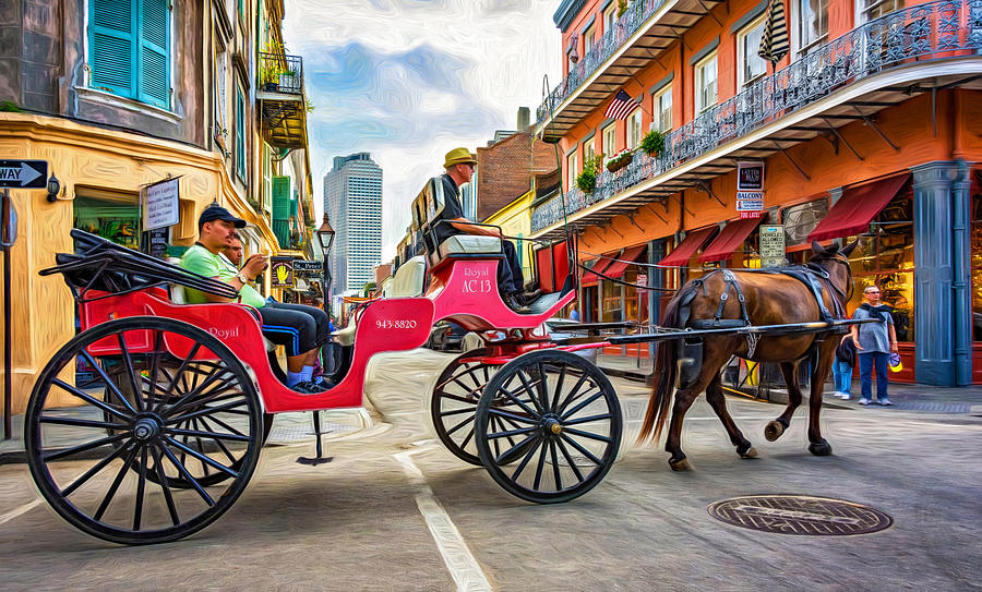 New Orleans Photograph - New Orleans - Carriage Ride 2 - Paint by Steve Harrington