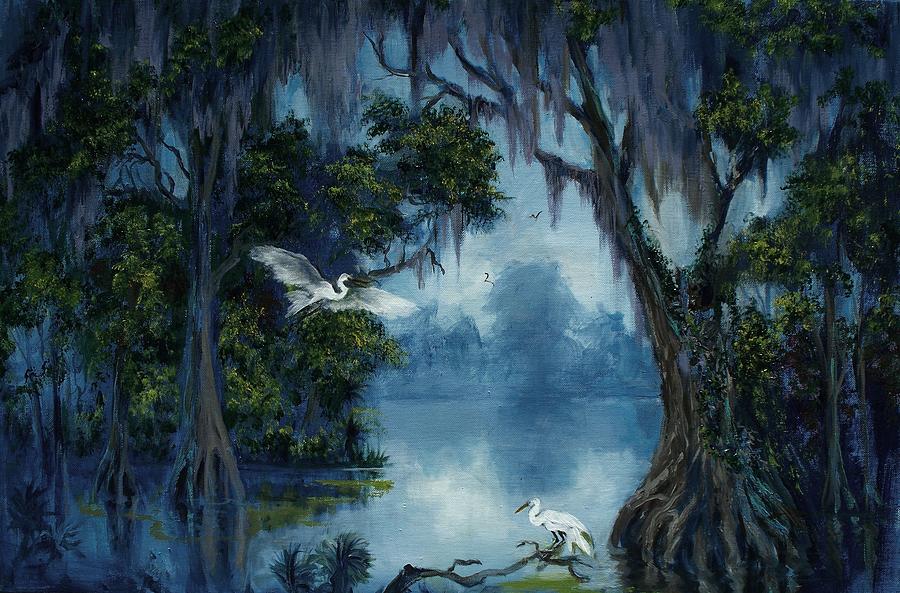 Tree Painting - New Orleans City Park Blue Bayou by Saundra Bolen Samuel