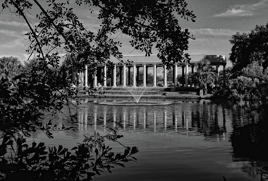 New Orleans City Park Peristyle Black and White Photograph by Judy Vincent