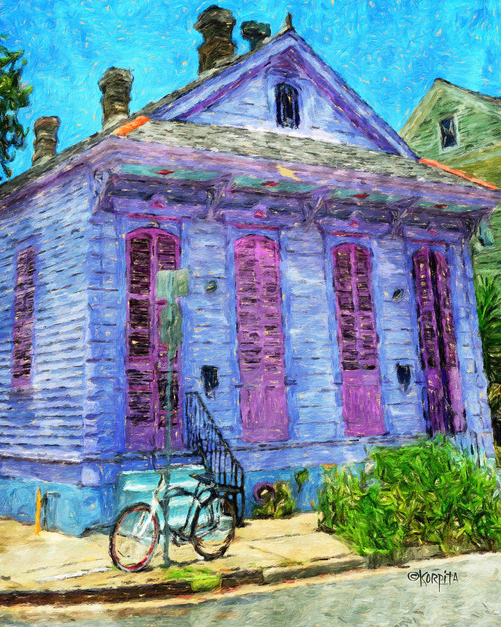 New Orleans Colorful House Bicycle Photograph by Rebecca Korpita