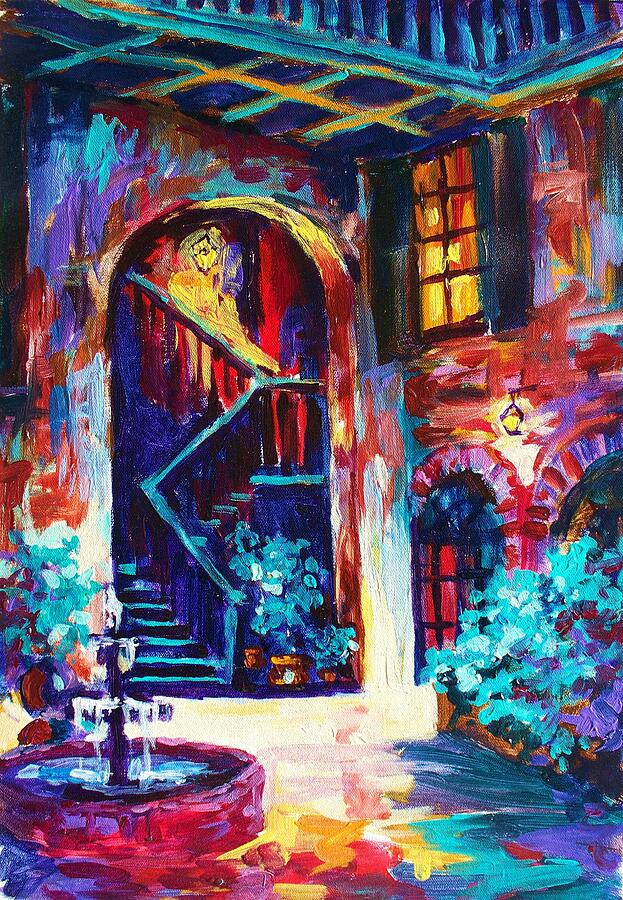 New Orleans Courtyard Painting by Saundra Bolen Samuel