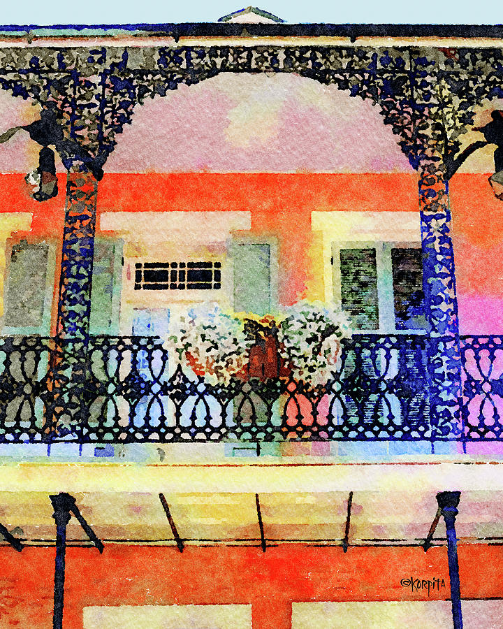 New Orleans French Quarter Balcony Digital Art by Rebecca Korpita