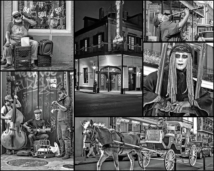 New Orleans French Quarter Collage 2 bw Photograph by Steve Harrington