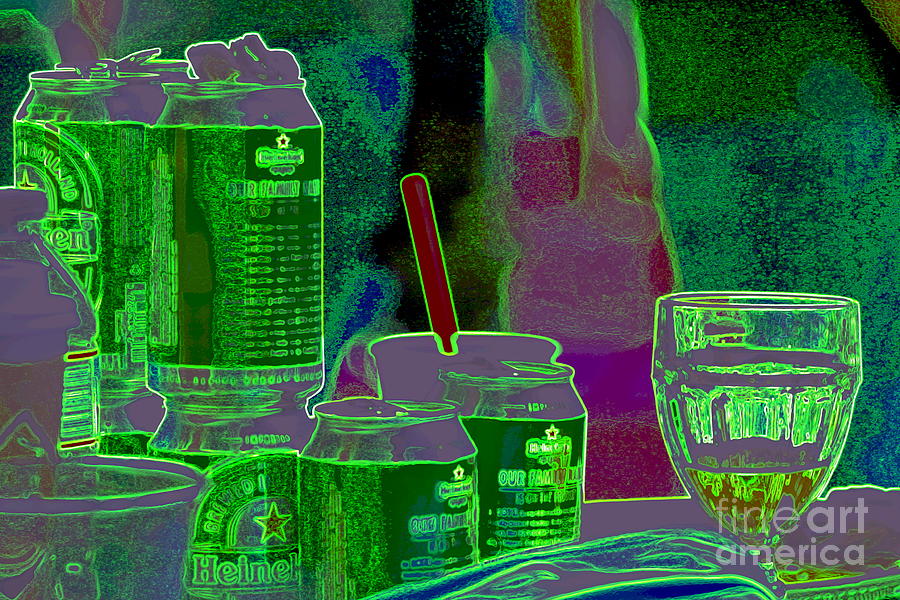New Orleans St. Patricks Day Irish Still Life Neon Abstract Photograph by Michael Hoard