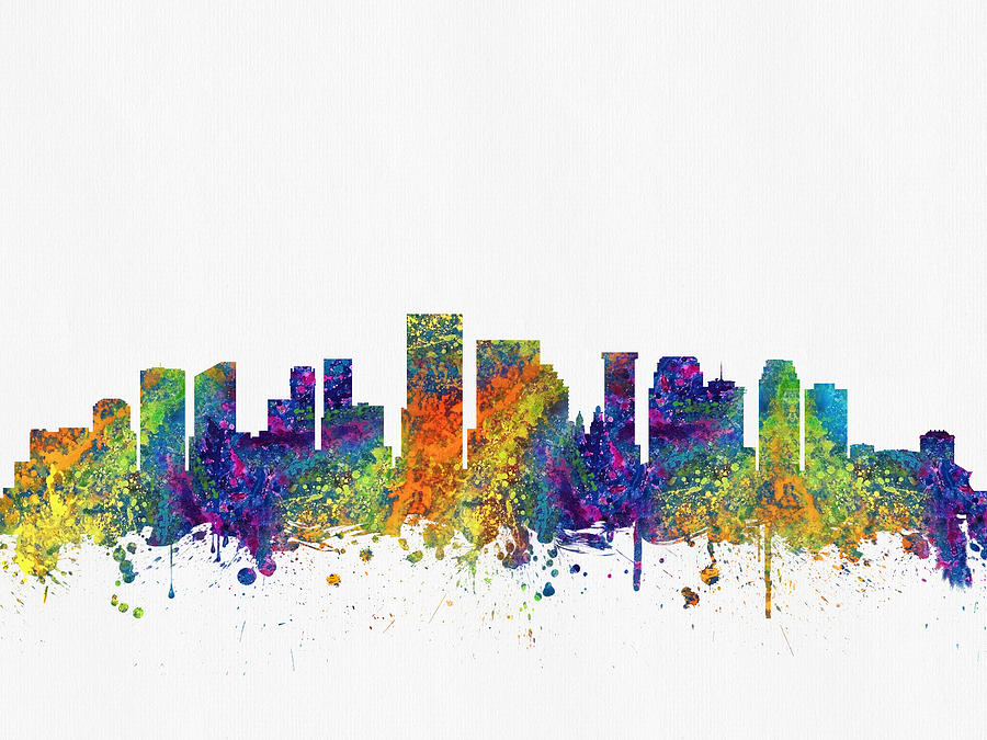 New Orleans Digital Art - New Orleans Louisiana skyline color03 by Aged Pixel