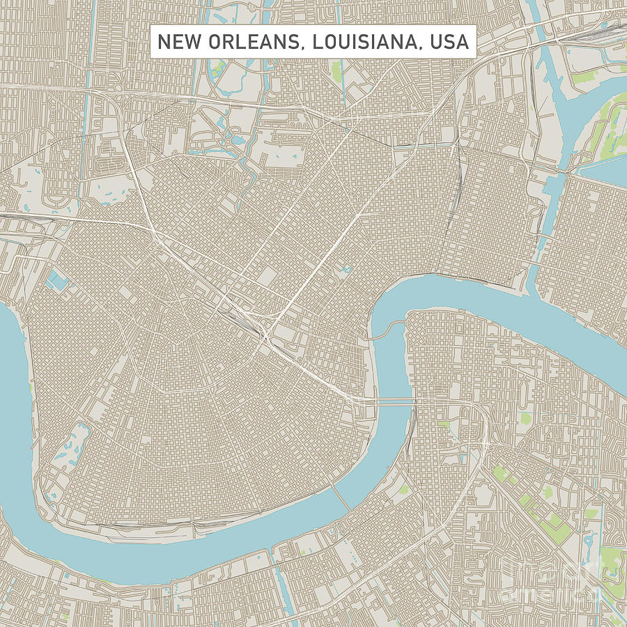 New Orleans Digital Art - New Orleans Louisiana US City Street Map by Frank Ramspott