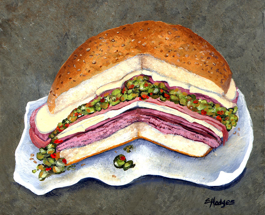 New Orleans Painting - New Orleans Muffaletta by Elaine Hodges