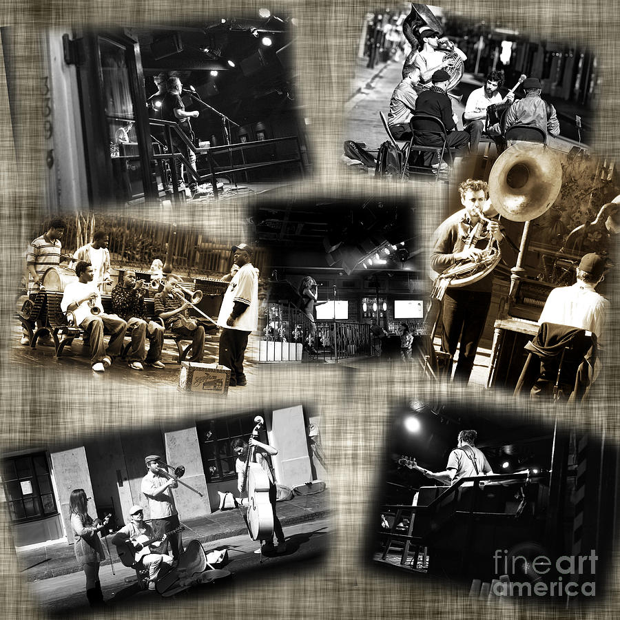 New Orleans Jazz Playing Collage Digital Art by John Rizzuto