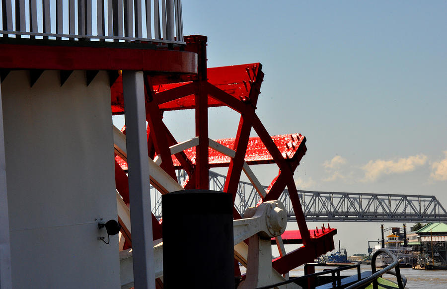 New Orleans Riverboat paddle and Bridge Photograph by Diane Lent