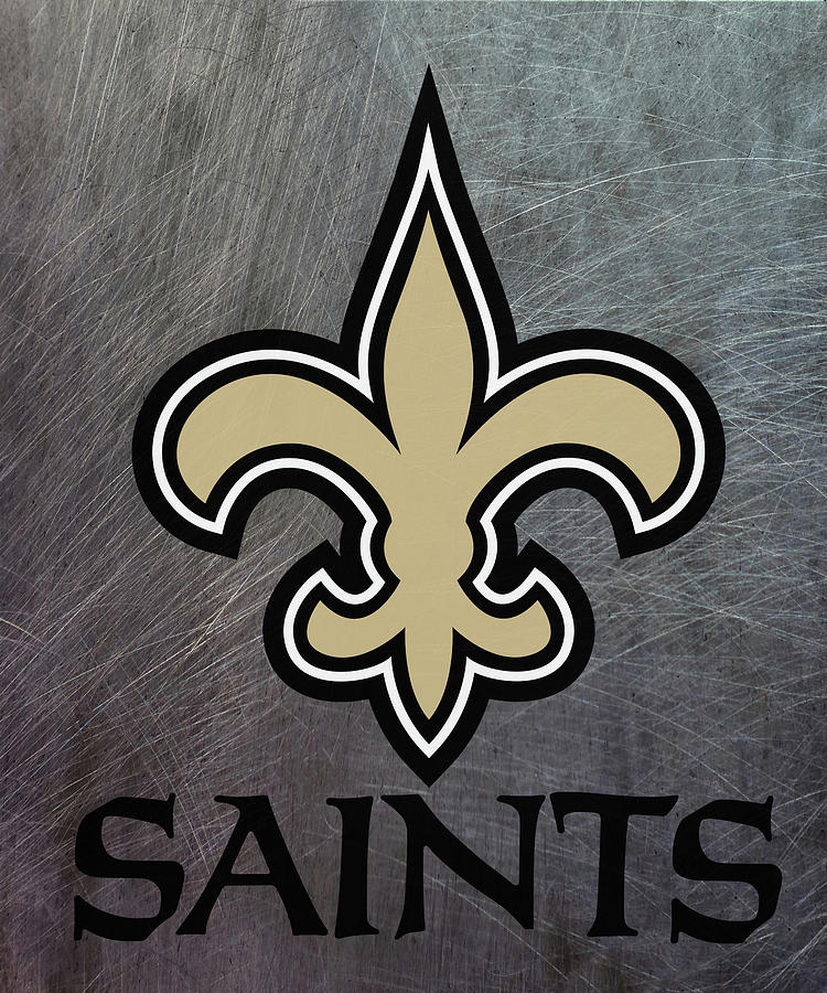 New Orleans Saints on an abraded steel texture Mixed Media by Movie Poster Prints