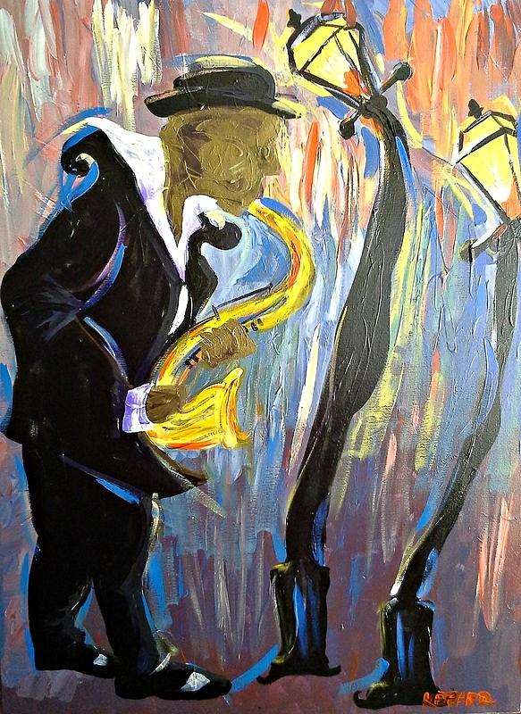 New Orleans Saxophone Player Painting by Kerin Beard