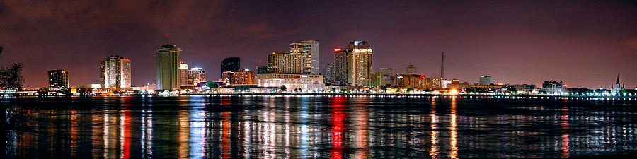 New Orleans Skyline at NIGHT Photograph by Jon Holiday