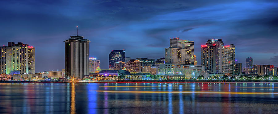 New Orleans Skyline at Night Photograph by Susan Rissi Tregoning