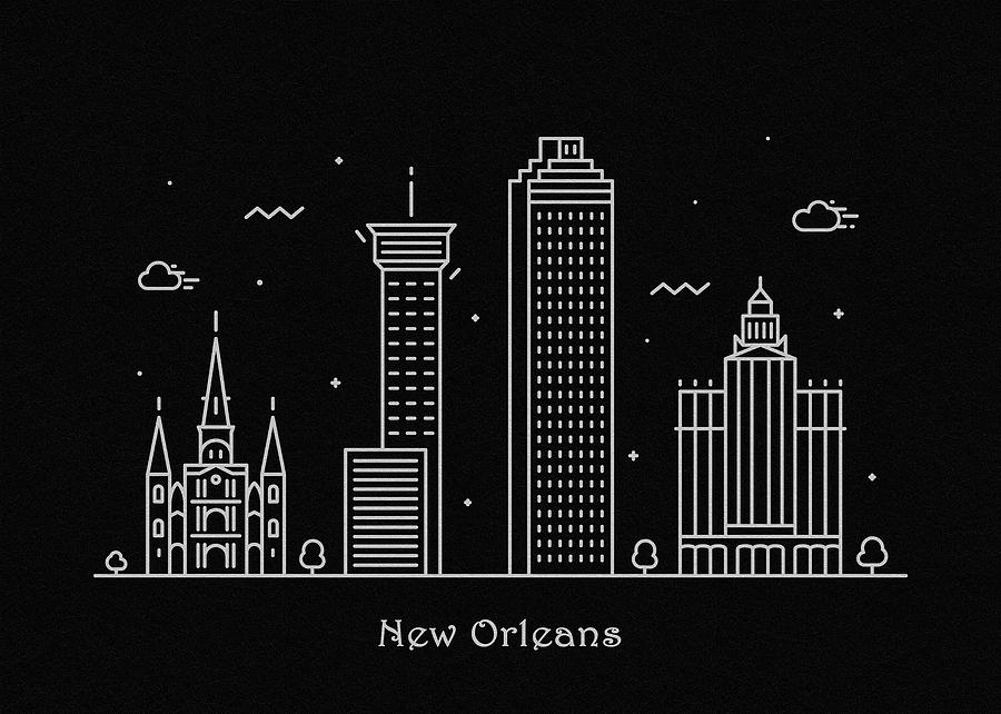 New Orleans Skyline Travel Poster Drawing by Inspirowl Design