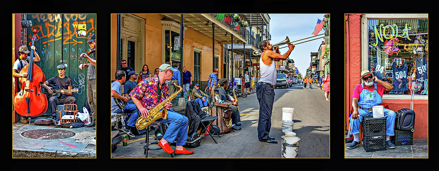 New Orleans Street Musicians Triptych Photograph