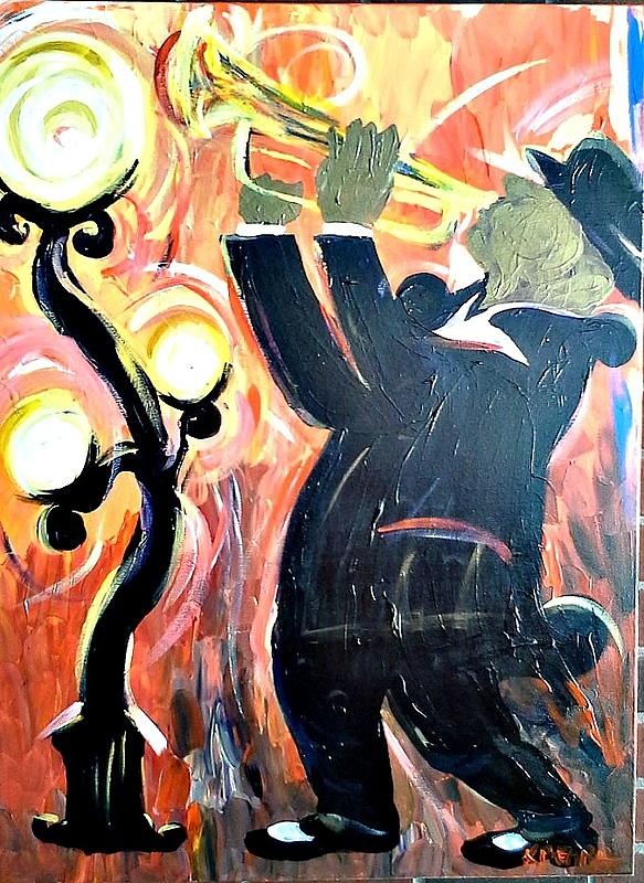 New Orleans Trumpet Player Painting by Kerin Beard