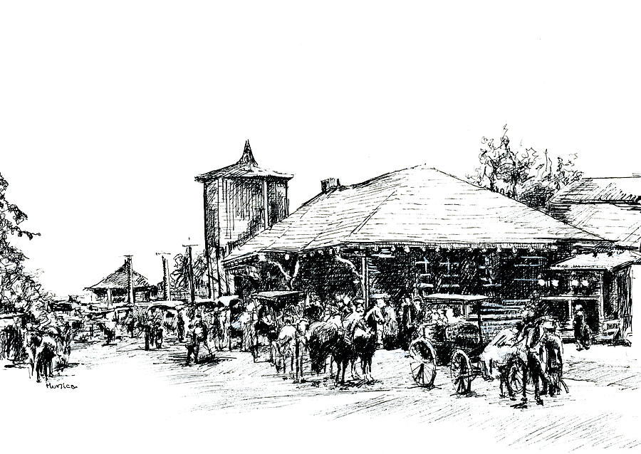 Horse Drawing - New Paltz Train Station by Monica Cohen