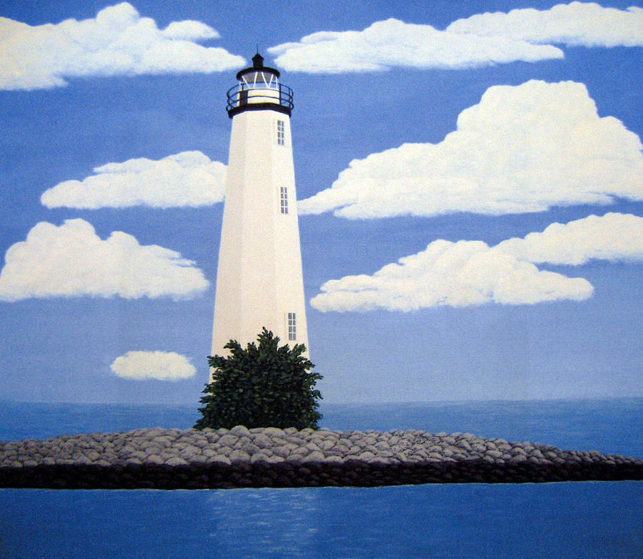 New Point Comfort Lighthouse 22x30 Painting by Frederic Kohli