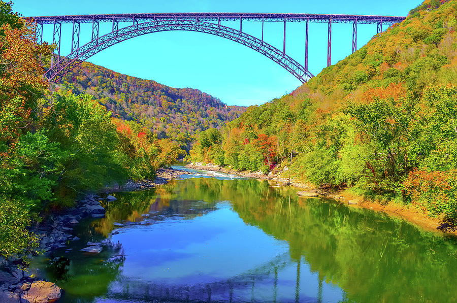 New River Bridge Autumn Photograph by Dick McVey