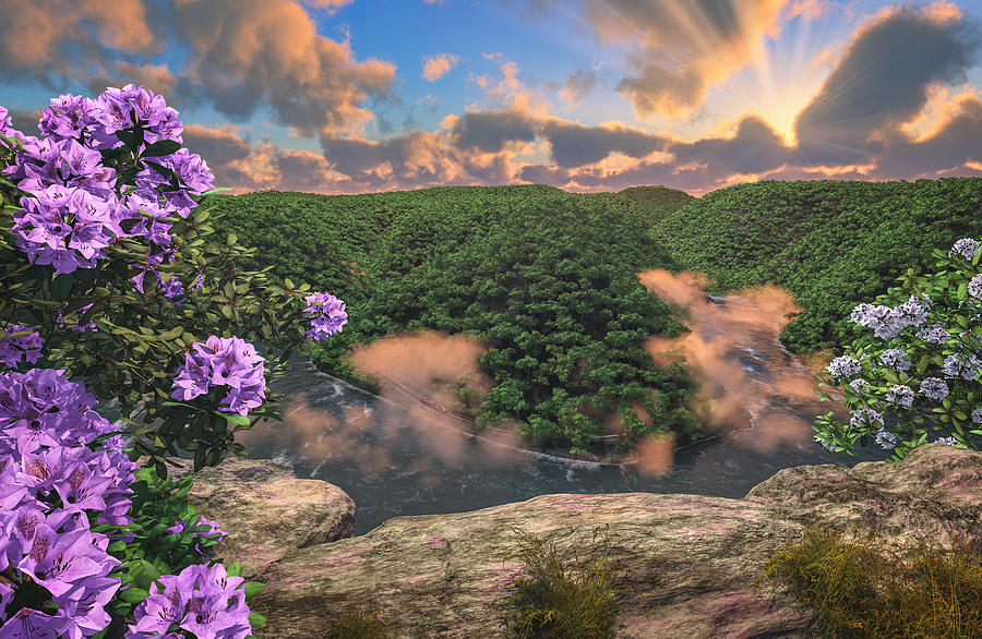 New River Gorge Grandview Digital Art by Mary Almond