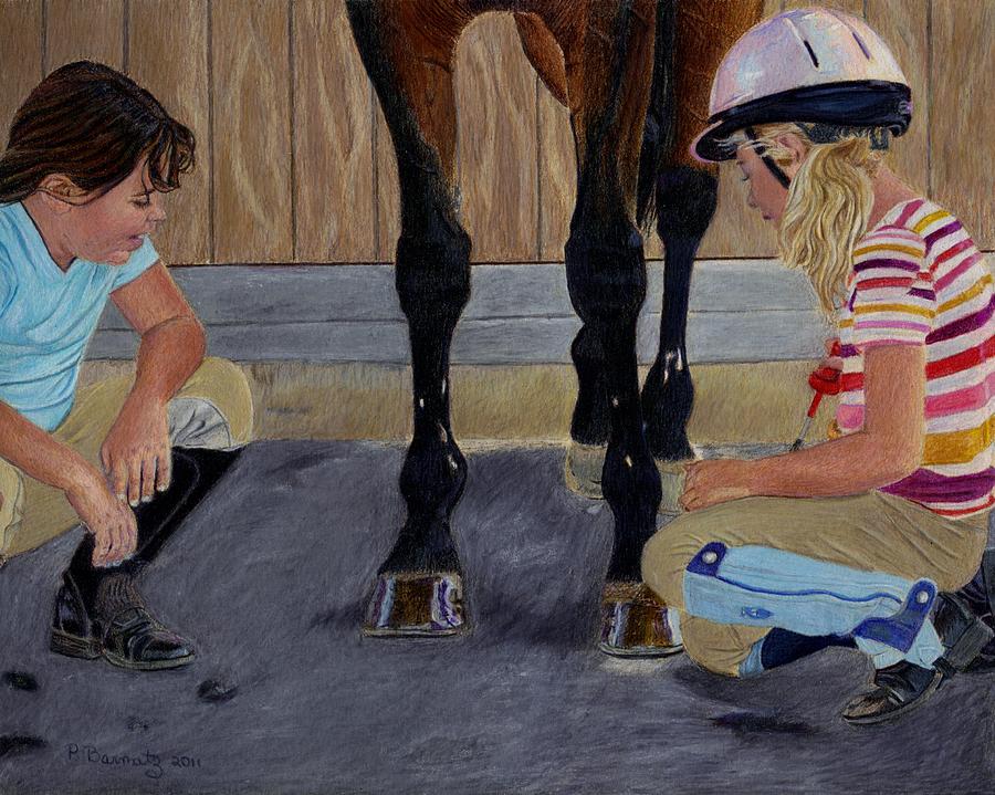 Children Painting - New Shoe Review Horse And Children Painting by Patricia Barmatz Children Painting - New Shoe Review Horse And Children Painting by Patricia Barmatz