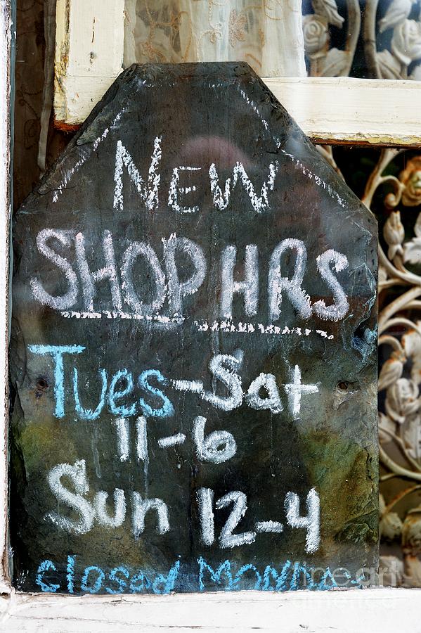 New Shop Hours 1925 Photograph by Ken DePue
