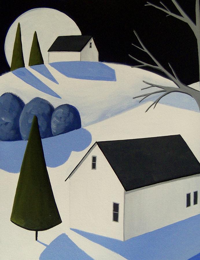 New Snow - modern contemporary landscape Painting by Debbie Criswell