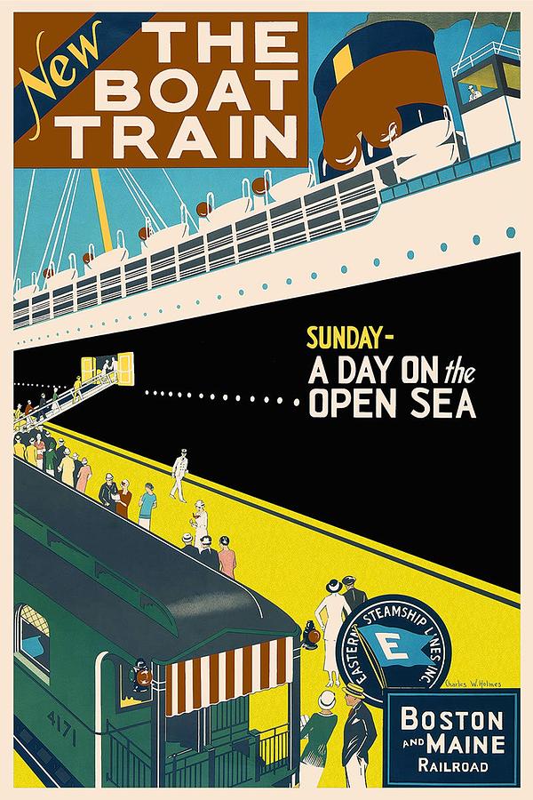 New The Boat Train - A Day on The Open Sea - Retro travel Poster - Vintage Poster Mixed Media by Studio Grafiikka