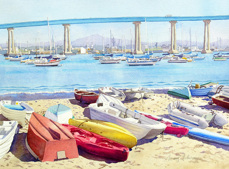 Landscape Painting - New Tidelands Park Coronado by Mary Helmreich