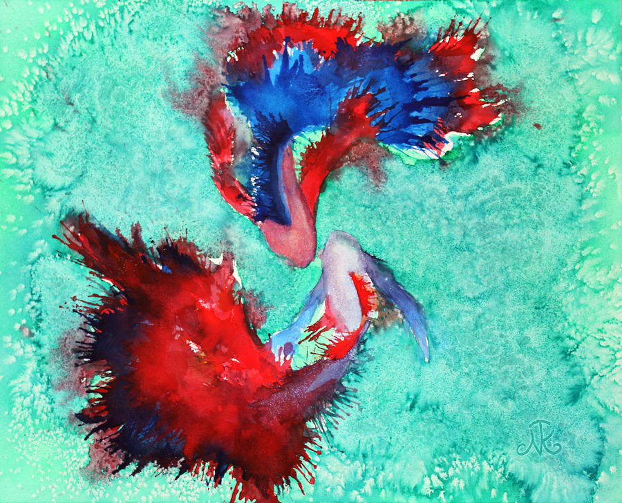 Fish Painting - Two Fish by Nina Tyksinski
