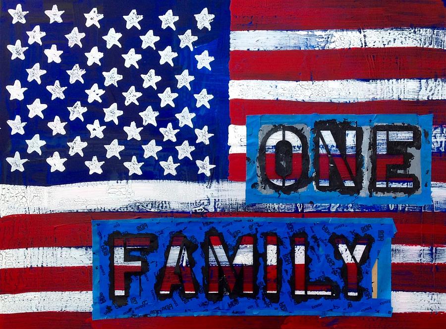 One Family Flag Painting by Richard Sean Manning