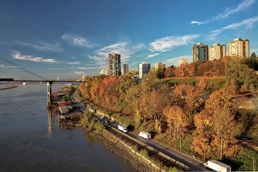 New Westminster City in The Autumn  Photograph by Alex Lyubar