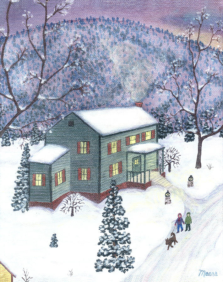 Winter Landscape Painting - New Winter Five by Linda Mears