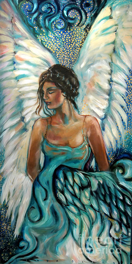 New Years Angel Painting by Linda Olsen