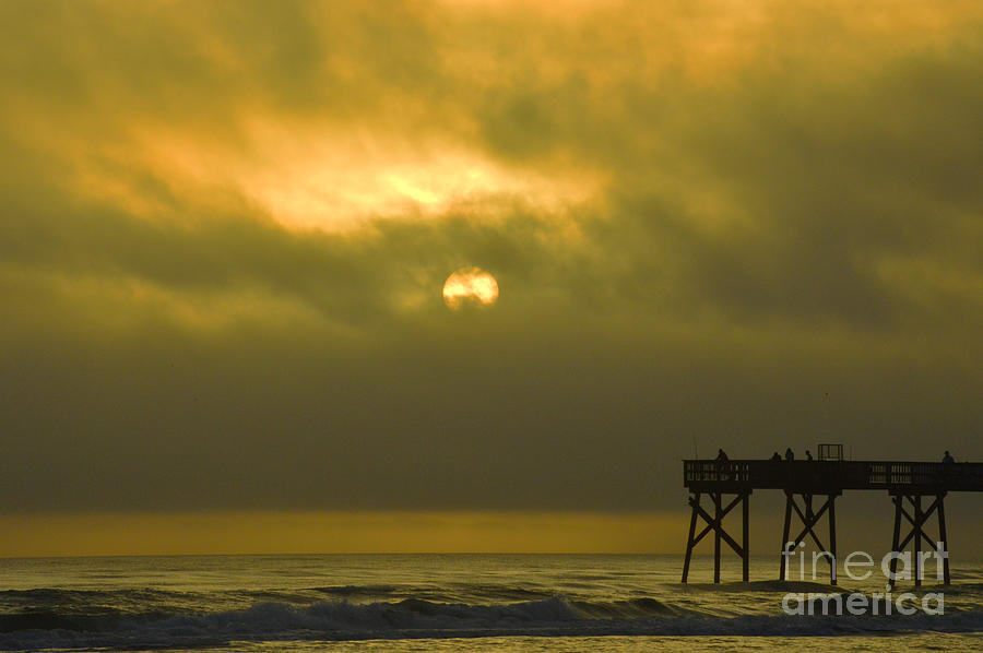 Moody Sunrise with pier 12-31-15 Photograph by Julianne Felton