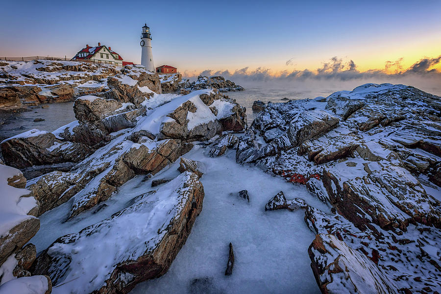 Winter Photograph - New Years Morning at Portland Head Lighthouse by Rick Berk