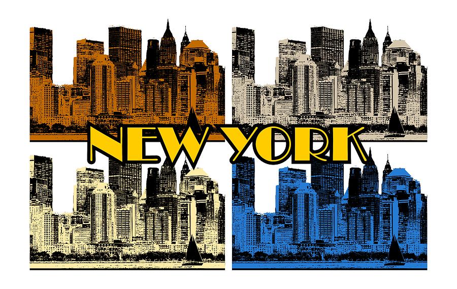 New York 4 color Digital Art by Piotr Dulski
