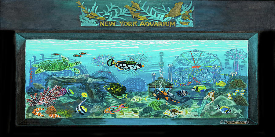 New York Aquarium towel version Painting by Bonnie Siracusa
