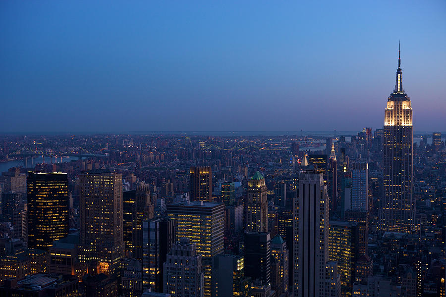 New York at dusk Photograph by Johan Elzenga