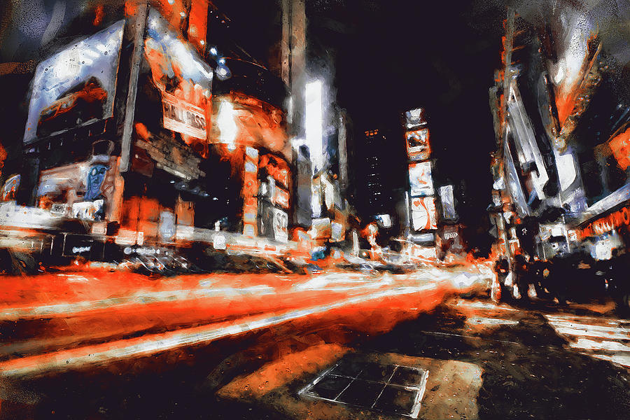 New York at Night - 11 Painting by AM FineArtPrints