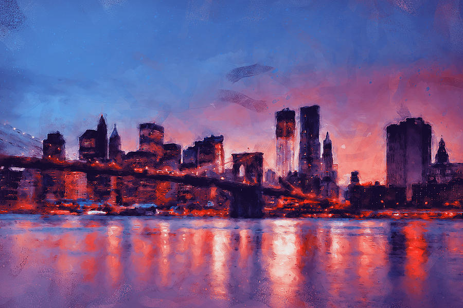 New York at Night - 16 Painting by AM FineArtPrints