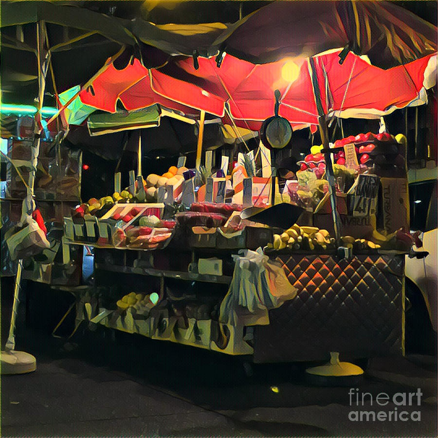 New York at Night - Umbrella Market Photograph by Miriam Danar