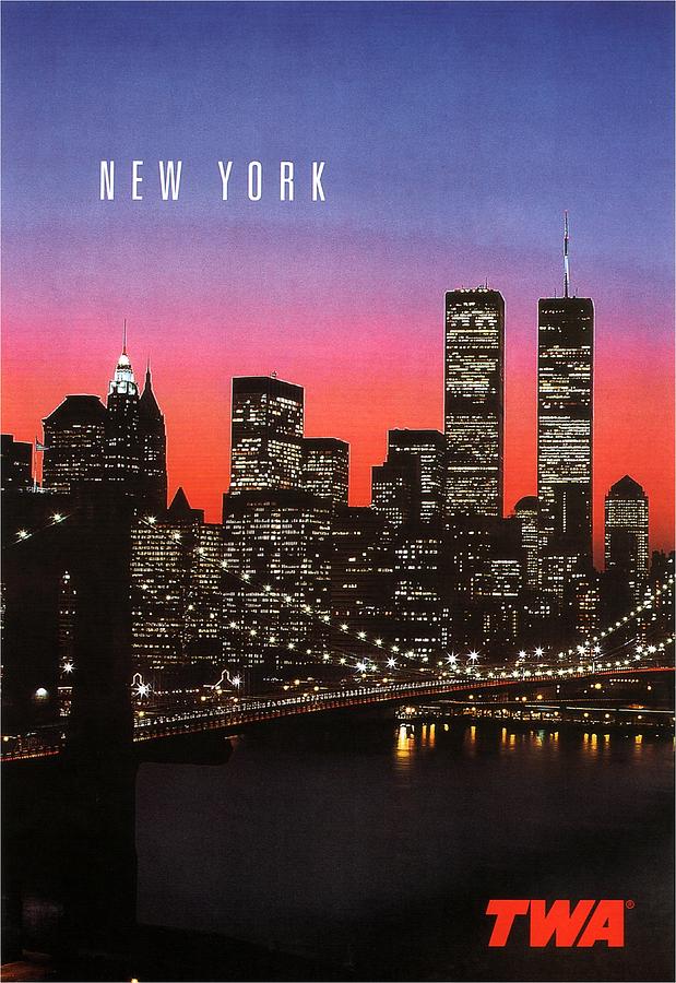 New York City Mixed Media - New York at night - Vintage Poster by Studio Grafiikka