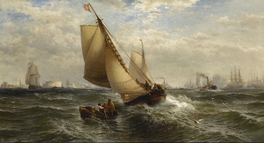 New York Bay Painting by Edward Moran