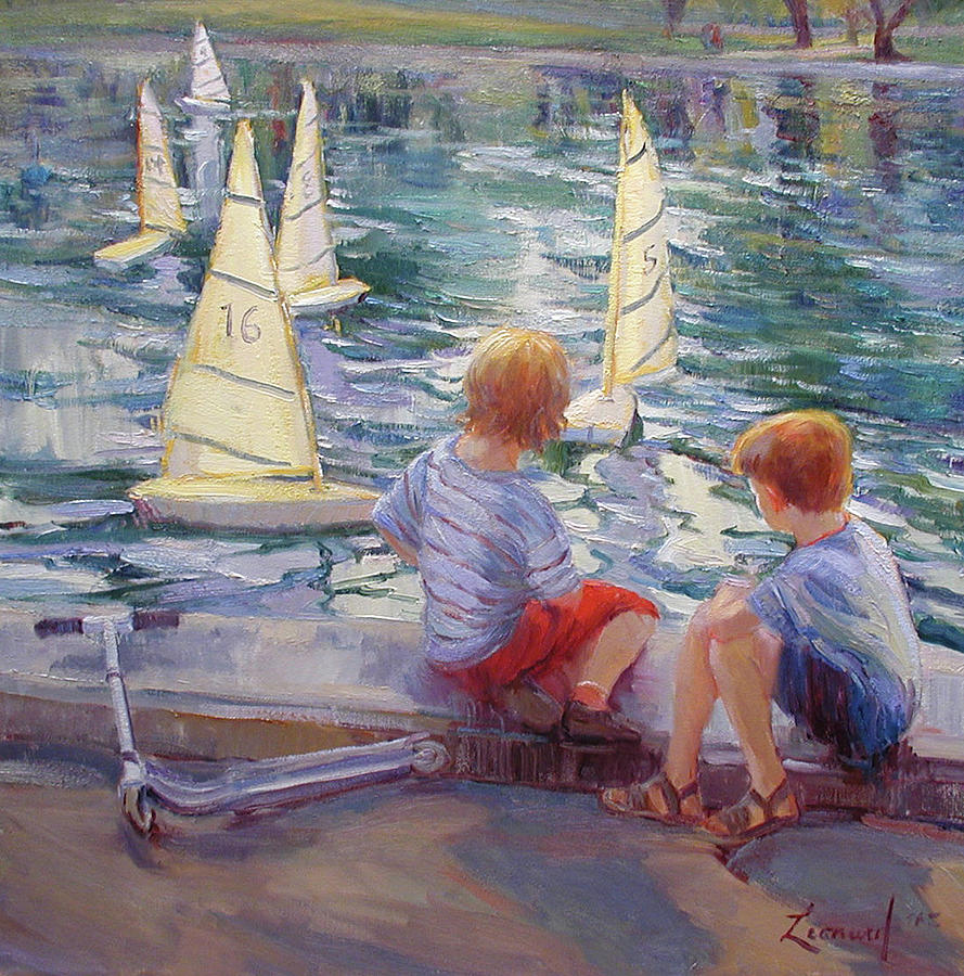 New York Boats Painting by Diane Leonard