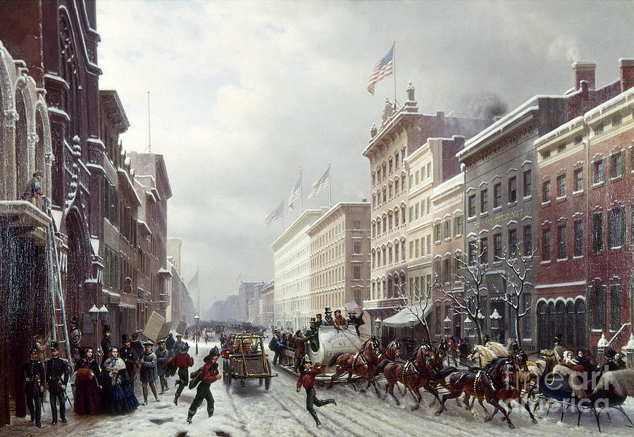 New York: Broadway, 1855 Painting by Granger